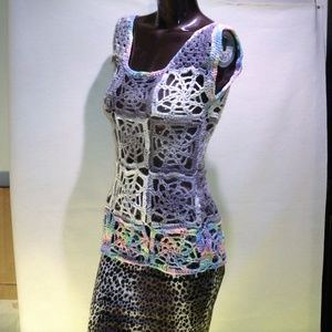 #208 NWT Handmade Web Lace Crochet Top